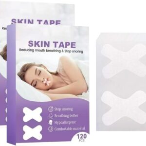 Cinta Bucal Peproll para Dormir (120 Unidades) – Tiras Nasales para Dejar de Roncar y Fomentar la Respiración Nasal, Hipoalergénicas y Cómodas – Forma de X para Mejor Agarre