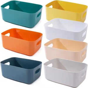 Set de 7 Contenedores de Almacenamiento Multicolores – Organizadores Medianos con Asas para Hogar y Oficina