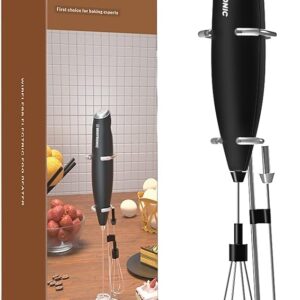 Espumador de Leche Eléctrico de Mano con Soporte de Acero Inoxidable - Batidor Manual para Café y Lattes