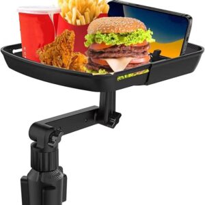 Bandeja Multifuncional para Coche - Portavasos con Mesa Giratoria 360° y Soporte para Teléfono
