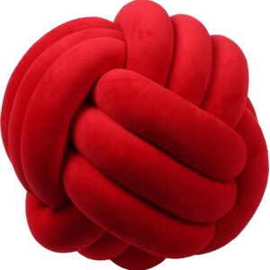 Almohadón de Nudo Escandinavo – Cojín Decorativo Artesanal Rojo (20 x 8 cm)