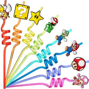 Sorbetes Decorativos de Mario Bros para Fiestas - Popotes de Espiral Reutilizables (Pack x24)