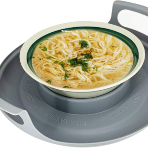Bandeja de Seguridad para Microondas – Soporte con Asas de Agarre Frío – Protector de Manos para Platos Calientes – Gris Moderno