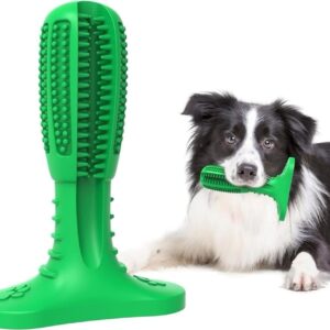 Juguete Mordedor para Perro Color Verde-Large | Hueso de Caucho Resistente y Flexible | Juguete Dental para Limpieza de Sarro y Masaje de Encías Canino