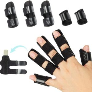 Set de 5 Férulas para Dedos con Fijación Ajustable | Soporte de Aluminio y Neopreno para Fracturas, Esguinces y Dedo en Gatillo | Inmovilizador Transpirable Unisex