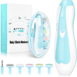 Lima de Uñas Eléctrica para Bebé | Cortaúñas Seguro y Silencioso con Luz LED | Kit de Manicura Infantil con 6 Cabezales Intercambiables para Recién Nacidos y Niños