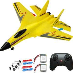 Avión de Control Remoto HW33 Jet SU-27 Amarillo | Avión RC de Espuma EPP Ultra Resistente | Planeador Eléctrico 2.4GHz para Principiantes | Kit Completo con 2 Baterías y Repuestos Dica Store