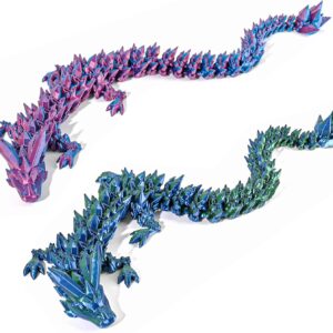 Dragón de Gemas Articulado 3D Flexible | Figura de Dragón de Cristal Prismático Impresa en 3D | Juguete Sensorial Fidget y Decoración Mística | Dragon Flexible Coleccionable Dica Store