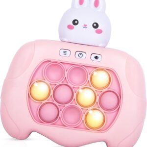 Consola de Juego Portátil Pop It Electrónico Conejito Rosa | Máquina de Juego de Empuje de Velocidad y Memoria | Juguete Sensorial Fidget Anti-Estrés | Regalo Educativo para Niños 6-12 Años