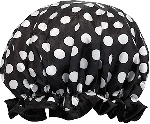 Gorro de Ducha Impermeable con Diseño de Lunares | Doble Capa y Ajuste Elástico