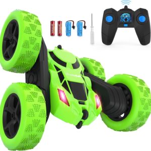 Auto a Control Remoto Acrobático 4WD de Doble Cara | Vehículo Todo Terreno Alta Velocidad Verde Neón con Luces LED | Giros 360°, Volteretas, Chasis Reversible | Regalo Divertido para Niños Dica Store