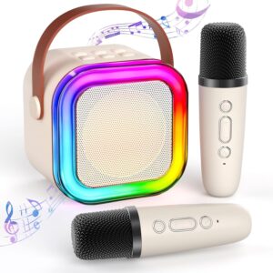 Altavoz de Karaoke Inalámbrico Portátil con 2 Micrófonos | Máquina de Karaoke con Luces LED RGB y Bluetooth | Sistema de Sonido para Fiestas y Regalo para Niños | Mini Altavoz Recargable Dica Store
