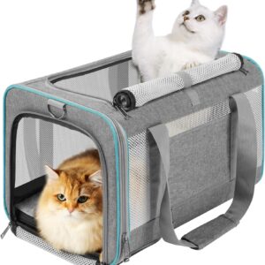 Bolso Transportador para Mascotas Aprobado por Aerolíneas | Maletín de Viaje Suave para Perros y Gatos | 18x11x11 Pulgadas (46x28x28 cm) | Diseño Plegable con Ventilación de Malla y Base Acolchada