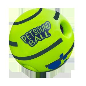 Pelota Interactiva con Sonido para Mascotas | Juguete de Entrenamiento y Estimulación Mental | Bola de Goma Resistente para Perros y Gatos | Diseño Deportivo Negro y Verde
