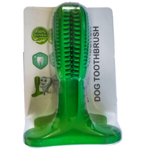 Cepillo de Dientes para Perro tipo Mordedor Pack | Juguete Dental de Nylon Resistente Color Verde | Limpiador de Sarro y Masajeador de Encías Canino 2 en 1