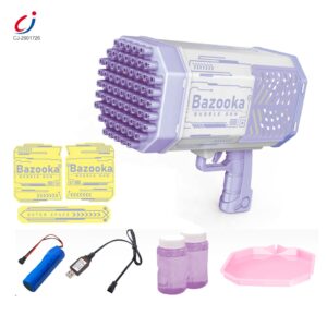 Pistola de Burbujas Rocket Bazooka de 32 Orificios | Soplador de Burbujas Eléctrico Automático con Luces | Máquina de Burbujas Portátil para Niños y Fiestas | Incluye Bandeja de Solución Dica Store
