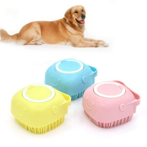 Cepillo Masajeador para Baño de Perros y Gatos | Dispensador de Shampoo Integrado | Cepillo de Silicona Suave para Lavado Profundo y Exfoliación Canina