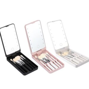 Espejo de Maquillaje con Luz LED y Rotación 360º | Espejo Cosmético de Sobremesa con Base Organizadora y Brillo Ajustable