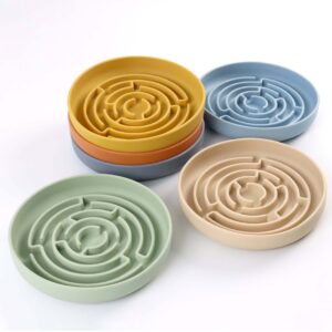 Comedero Lento de Silicona tipo Puzzle para Perros y Gatos | Plato de Alimentación Lenta con Ventosas | Kit Completo con Espátula y Cepillo de Limpieza | Alfombra de Lamido Antiestrés