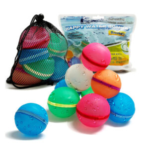 Pack de 8 Globos de Agua Reutilizables Happy Water Bomb | Bombas de Agua de Silicona Autosellantes | Juguete de Piscina y Playa para Niños 3-12 Años | Kit de Verano Ecológico y Recargable