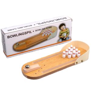 Mini Juego de Bolos de Mesa de Madera | Juego de Arcade para Escritorio | Juguete Sensorial Antiestrés y Fidget | Set de Bolos Portátil para Niños y Adultos | Regalo Creativo de Oficina