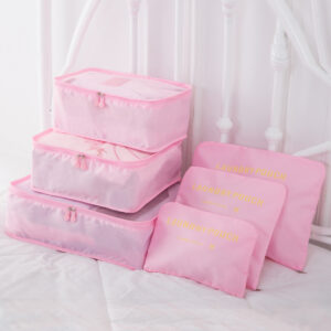 Set de 6 Organizadores de Maletas Pink | Cubos de Embalaje para Viaje Impermeables | Kit de Bolsas Organizadoras para Equipaje y Ahorro de Espacio