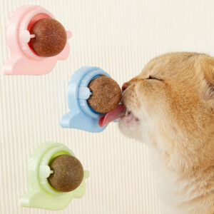 Bola de Catnip Giratoria para Pared | Juguete de Hierba Gatera Natural en Forma de Tortuga | Snack Interactivo y Comestible para Gatos | Base Adhesiva y Tapa Protectora
