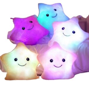 Almohadón de Peluche Estrella Luminosa LED | Cojín Brillante de Felpa Suave con Luces Cambiantes | Luz de Noche Infantil Decorativa | Regalo Sensorial para Niños Dica Store