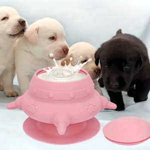 Estación de Lactancia de Silicona para Cachorros y Gatitos | Comedero Multibebé con 4 Tetinas | Biberón Colectivo para Lactancia de Mascotas 240ml (8.1 fl oz) | Alimentador Seguro para Camadas