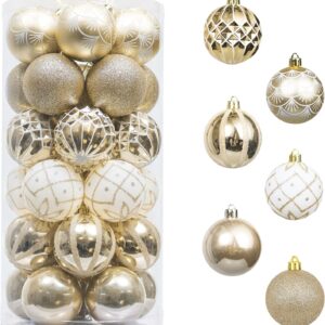 Christmas Ball Ornaments 30 Pack Gold Shatterproof Tree Hanging Decoration