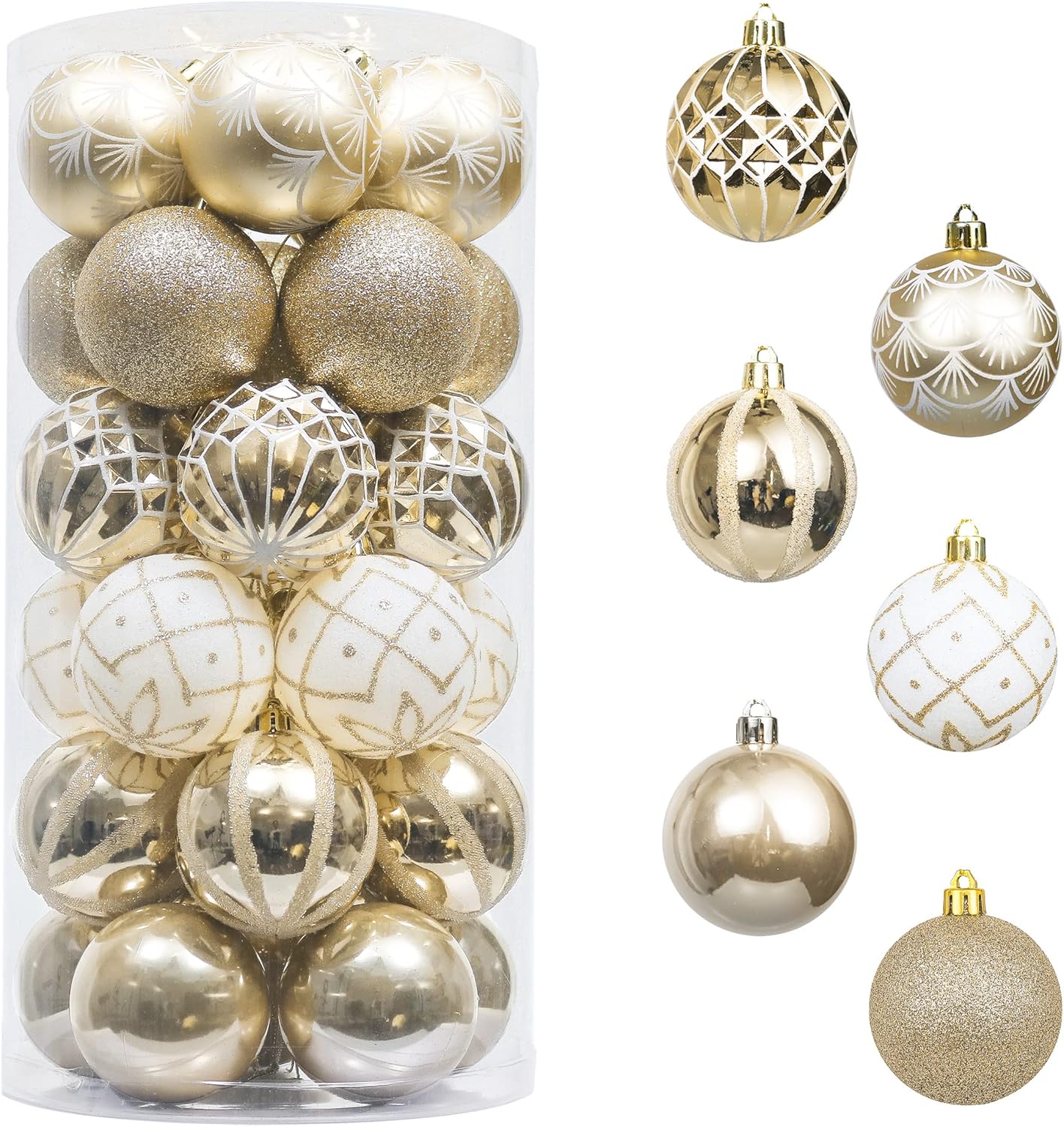 Christmas Ball Ornaments 30 Pack Gold Shatterproof Tree Hanging Decoration