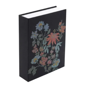 Beautiful by Drew Barrymore Floral Faux Book Decorative Storage Box Black 7x9