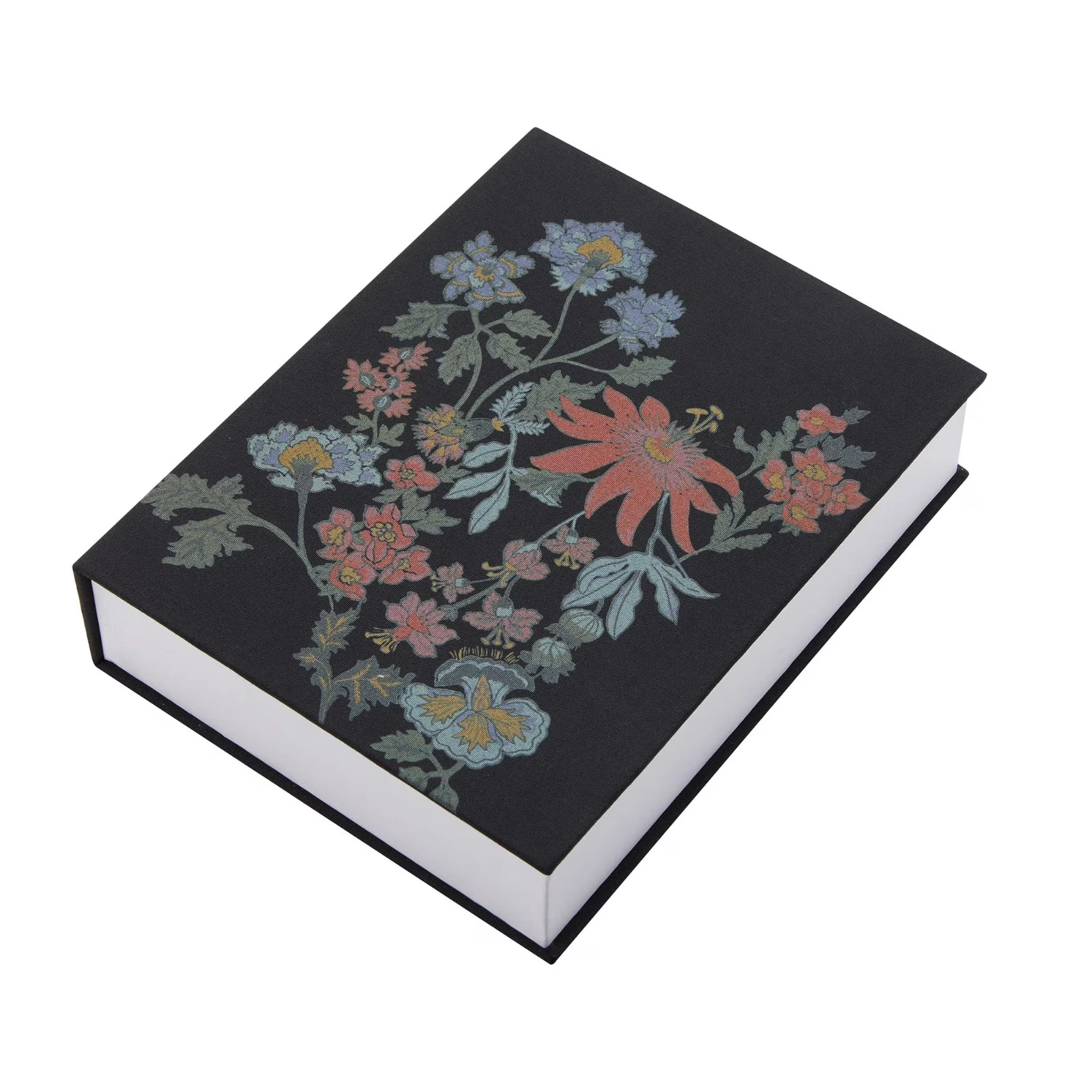 Beautiful by Drew Barrymore Floral Faux Book Decorative Storage Box Black 7x9 - Image 2