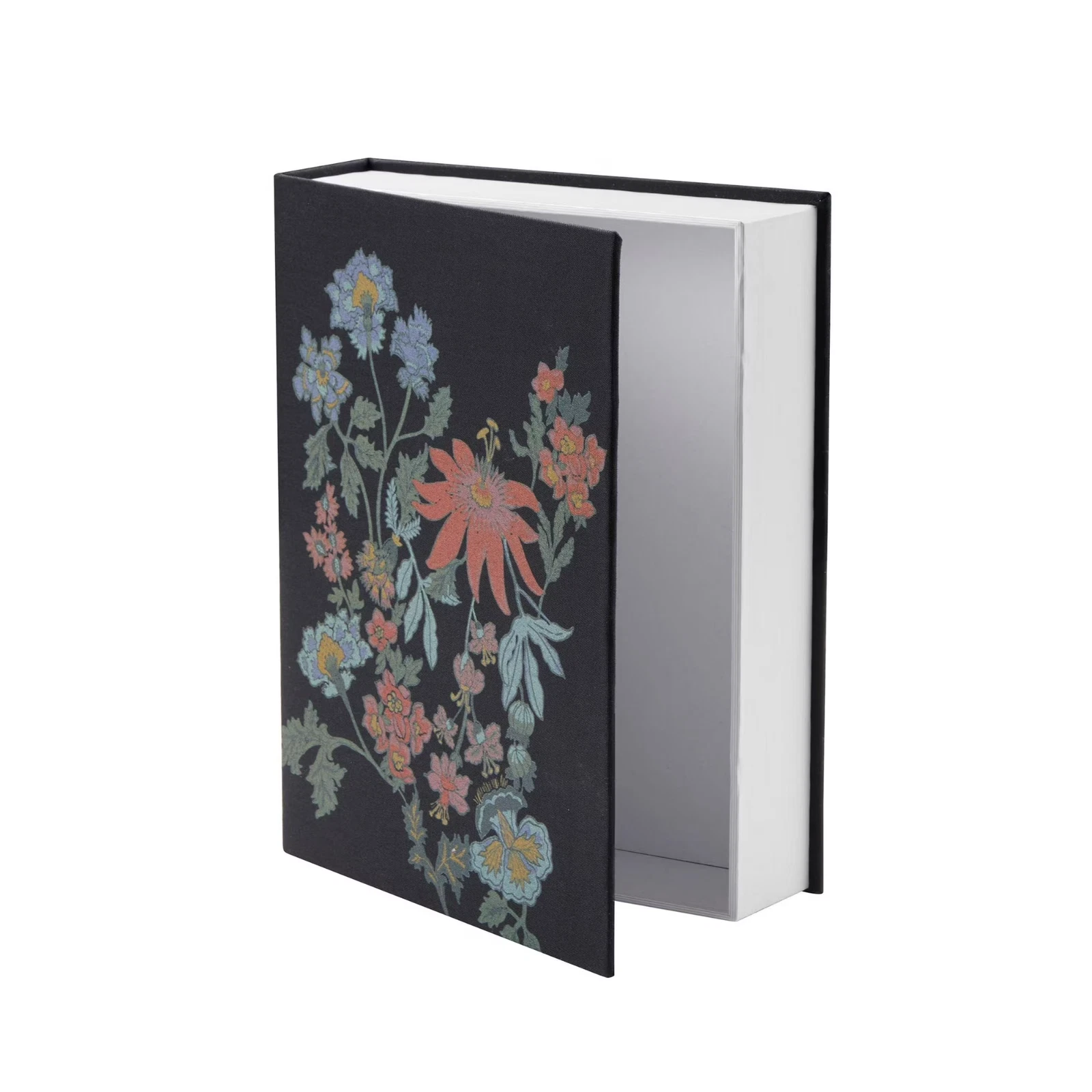 Beautiful by Drew Barrymore Floral Faux Book Decorative Storage Box Black 7x9 - Image 3