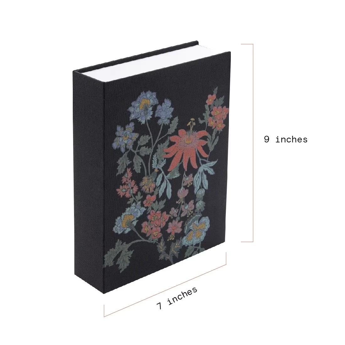Beautiful by Drew Barrymore Floral Faux Book Decorative Storage Box Black 7x9 - Image 4