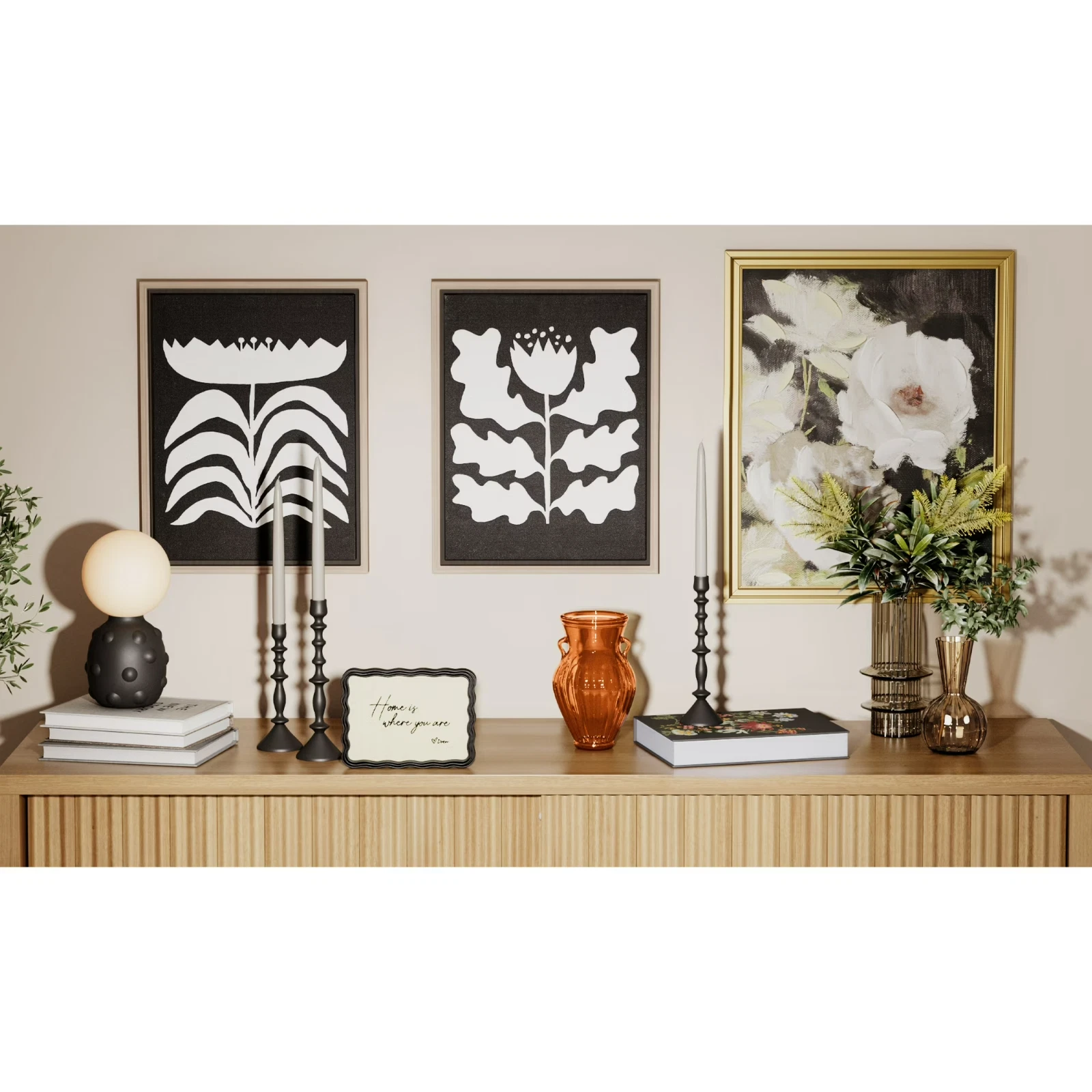 Beautiful by Drew Barrymore Floral Faux Book Decorative Storage Box Black 7x9 - Image 7